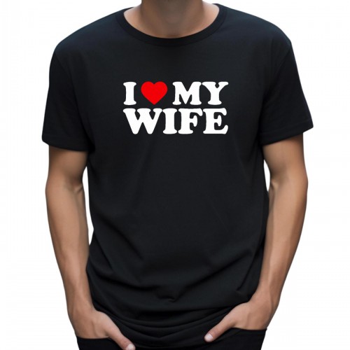 Ανδρική Κοντομάνική Μπλούζα Με Τύπωμα I Love My Wife MT1117