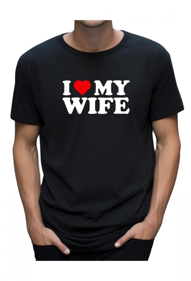 Ανδρική Κοντομάνική Μπλούζα Με Τύπωμα I Love My Wife MT1117