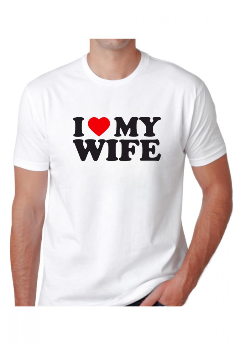 Ανδρική Κοντομάνική Μπλούζα Με Τύπωμα I Love My Wife MT1117-1