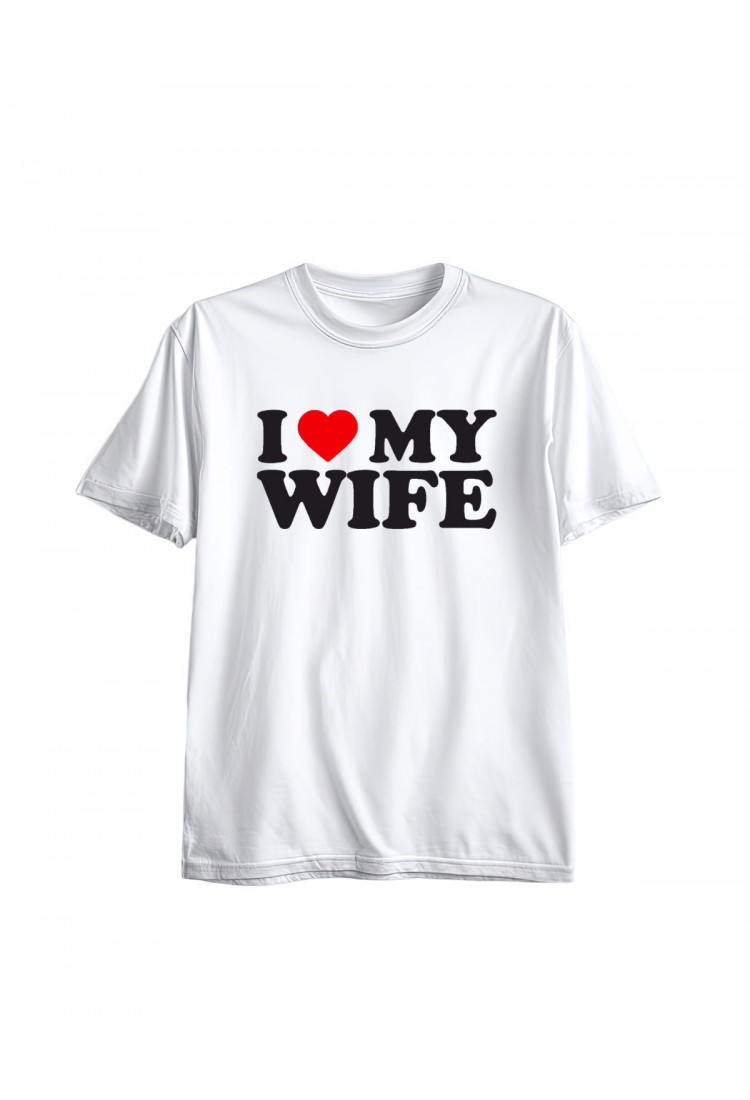 Ανδρική Κοντομάνική Μπλούζα Με Τύπωμα I Love My Wife MT1117-1