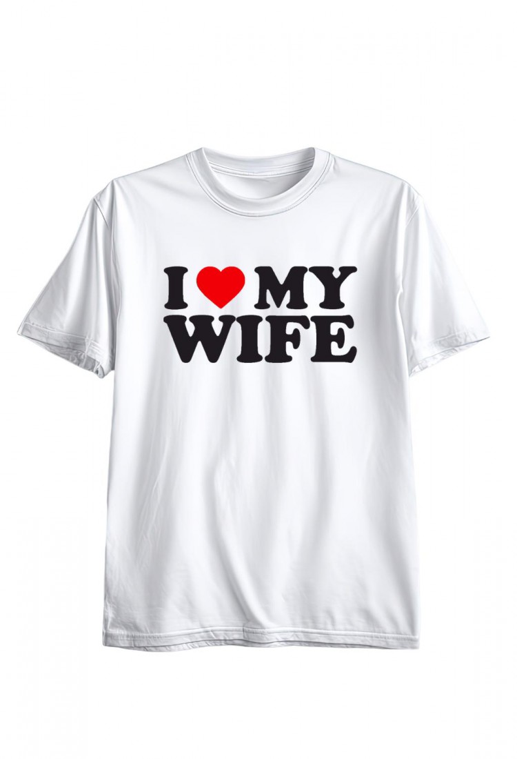Ανδρική Κοντομάνική Μπλούζα Με Τύπωμα I Love My Wife MT1117-1