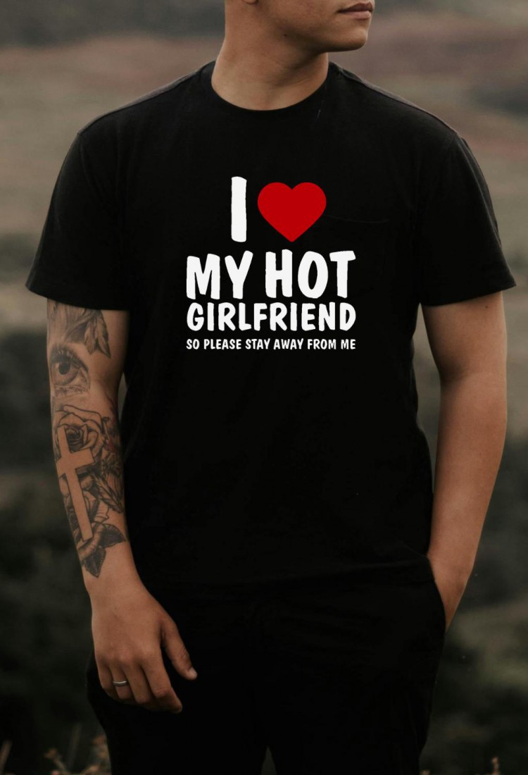 Ανδρική Κοντομάνική Μπλούζα Με Τύπωμα I Love My Hot Girlfriend. So Please MT1118