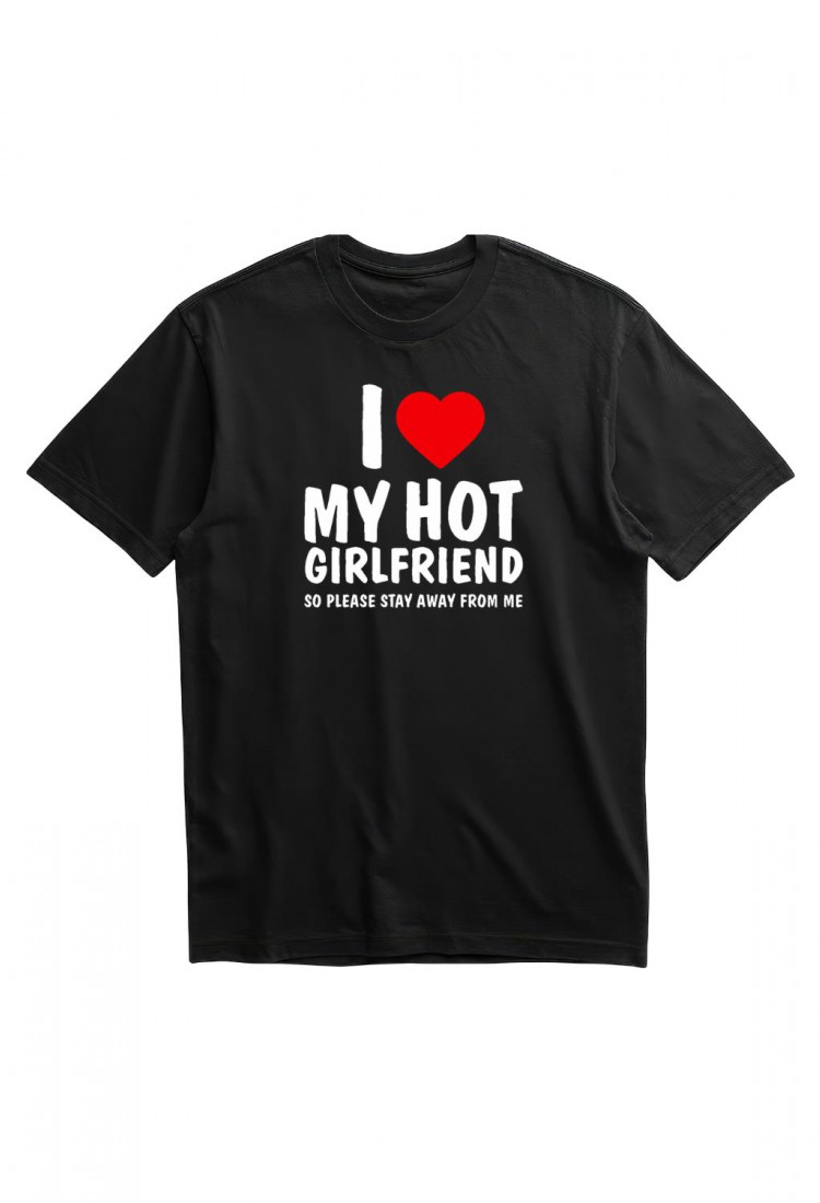 Ανδρική Κοντομάνική Μπλούζα Με Τύπωμα I Love My Hot Girlfriend. So Please MT1118