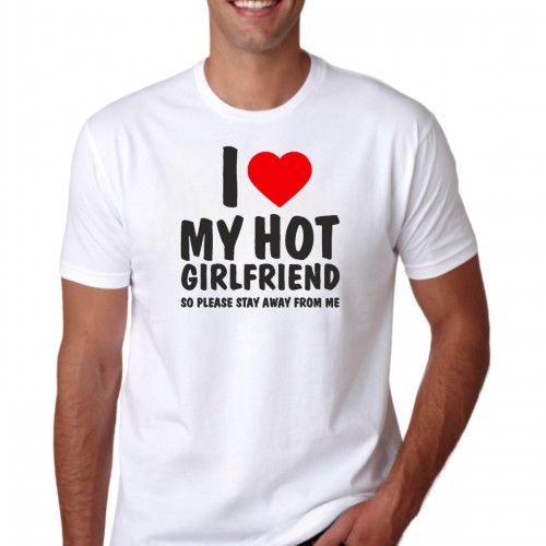 Ανδρική Κοντομάνική Μπλούζα Με Τύπωμα I Love My Hot Girlfriend. So Please  MT1118-1
