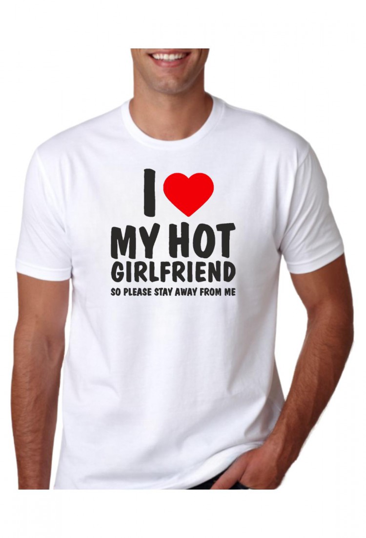 Ανδρική Κοντομάνική Μπλούζα Με Τύπωμα I Love My Hot Girlfriend. So Please  MT1118-1
