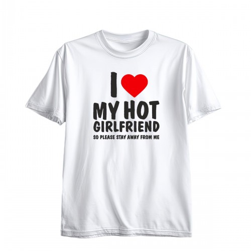 Ανδρική Κοντομάνική Μπλούζα Με Τύπωμα I Love My Hot Girlfriend. So Please  MT1118-1