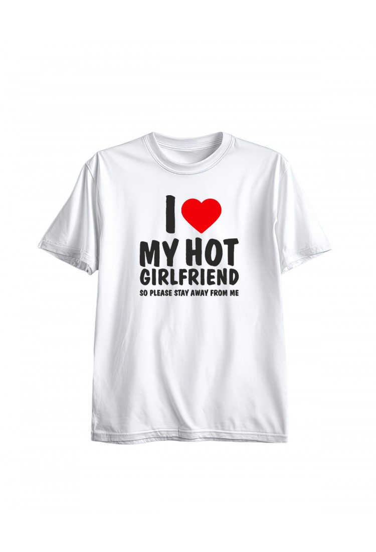 Ανδρική Κοντομάνική Μπλούζα Με Τύπωμα I Love My Hot Girlfriend. So Please  MT1118-1