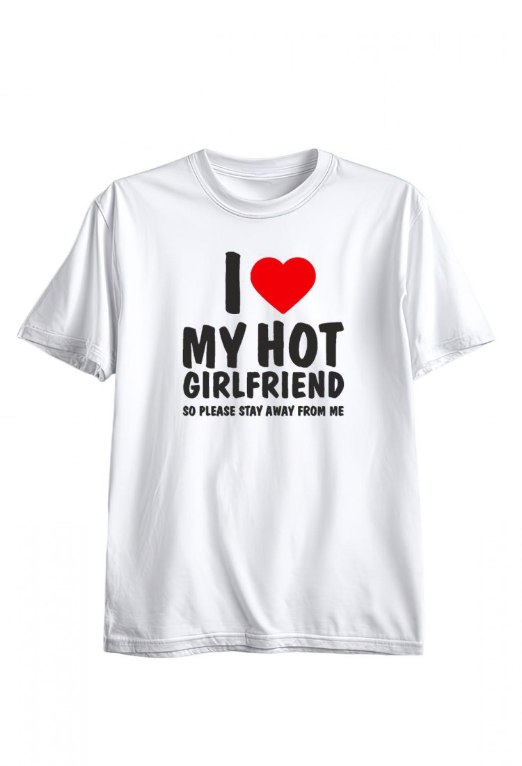 Ανδρική Κοντομάνική Μπλούζα Με Τύπωμα I Love My Hot Girlfriend. So Please  MT1118-1
