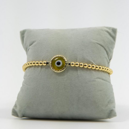 Women's Adjustable Macrame Bracelet With Evil Eye And Gold Beads 527298-5