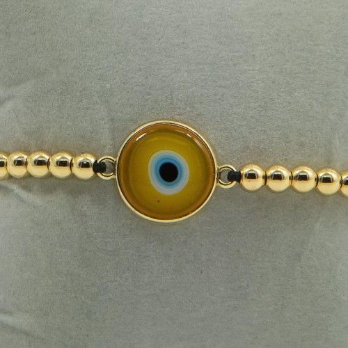 Women's Adjustable Macrame Bracelet With Evil Eye And Gold Beads 527298-6