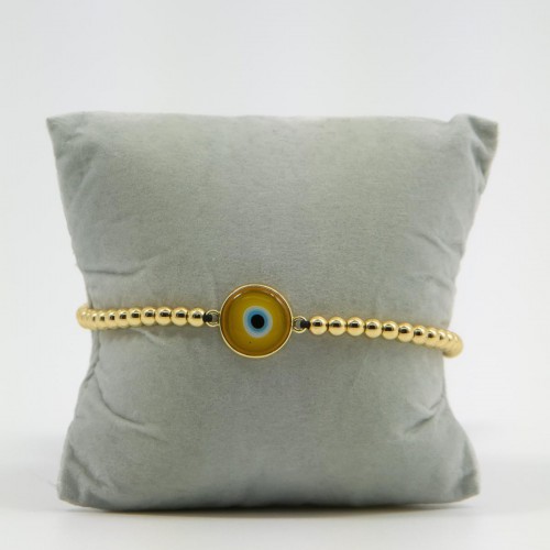 Women's Adjustable Macrame Bracelet With Evil Eye And Gold Beads 527298-6