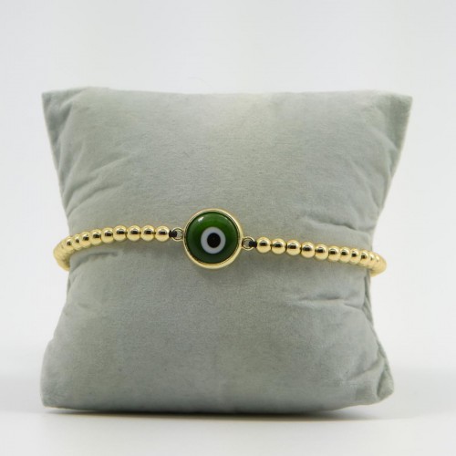 Women's Adjustable Macrame Bracelet With Evil Eye And Gold Beads 527298-8