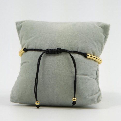 Women's Adjustable Macrame Bracelet With Evil Eye And Gold Beads 527298-9