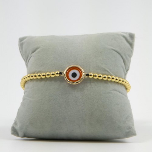 Women's Adjustable Macrame Bracelet With Evil Eye And Gold Beads 527298-11
