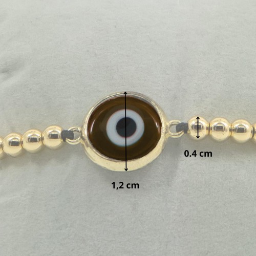 Women's Adjustable Macrame Bracelet With Evil Eye And Gold Beads 527298-12