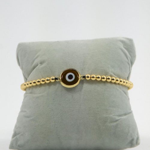 Women's Adjustable Macrame Bracelet With Evil Eye And Gold Beads 527298-12