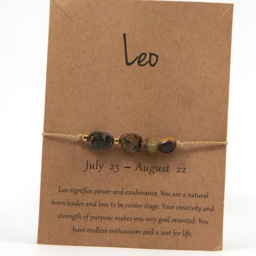 Women's Macrame Bracelet Zodiac Leo With Natural Stones Adjustable 527290-4