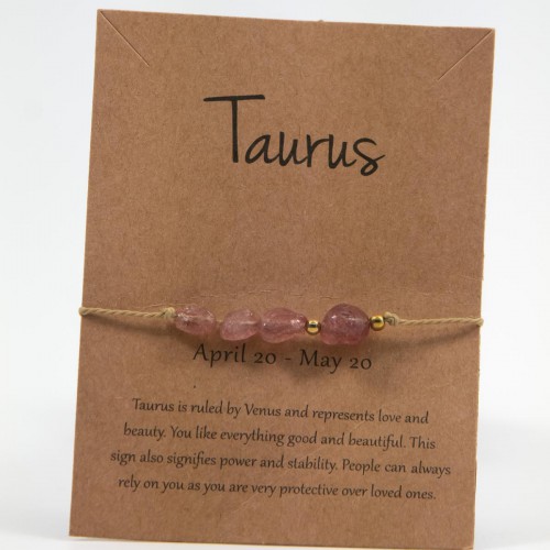 Women's Macrame Bracelet Zodiac Taurus With Natural Stones Adjustable 527290-6