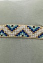 Women's  Handmade Macrame Bracelet With White And Blue Beads Geometric Boho Design 527304-1