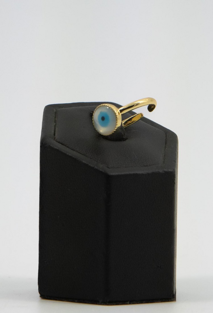 Women’s Gold-Plated Brass Ring With Round Evil Eye Adjustable 527308-3