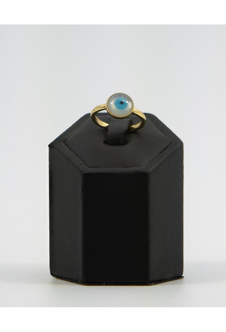 Women’s Gold-Plated Brass Ring With Round Evil Eye Adjustable 527308-3