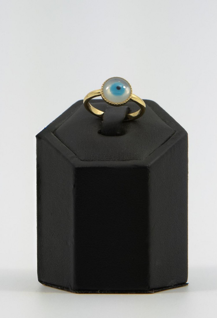 Women’s Gold-Plated Brass Ring With Round Evil Eye Adjustable 527308-3