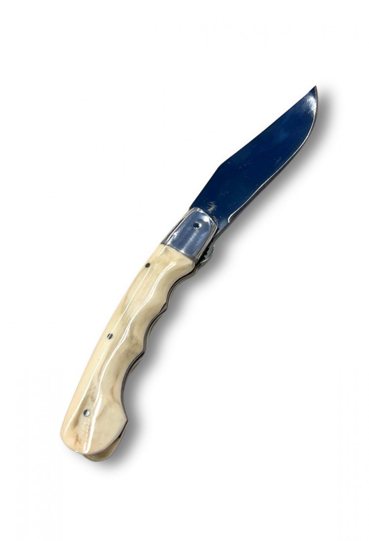 Traditional Cretan folding knife 21cm with bone handle and leather case