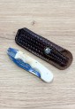 Traditional Cretan folding knife 21cm with bone handle and leather case