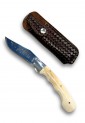 Traditional Cretan folding knife 21cm with bone handle and leather case