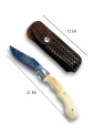Traditional Cretan folding knife 21cm with bone handle and leather case