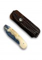 Traditional Cretan folding knife 21cm with bone handle and leather case
