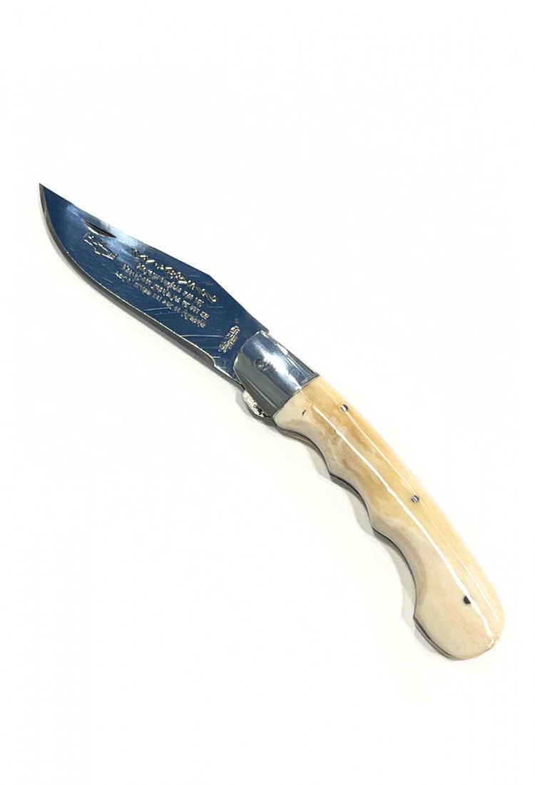 Cretan Bone Handle Folding Knife 21cm With Mantinada And Leather Case 527369 Traditional Cretan folding knife 21cm with bone handle and leather case