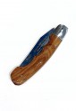 Traditional Cretan folding knife 21cm with olive wood handle and leather case