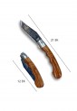 Traditional Cretan folding knife 21cm with olive wood handle and leather case