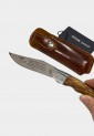 Traditional Cretan 21cm folding knife with olive wood handle and leather case