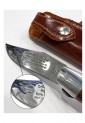 Traditional Cretan 21cm folding knife with olive wood handle and leather case