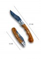 Traditional Cretan 21cm folding knife with olive wood handle and leather case