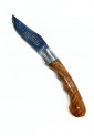 Traditional Cretan 21cm folding knife with olive wood handle and leather case