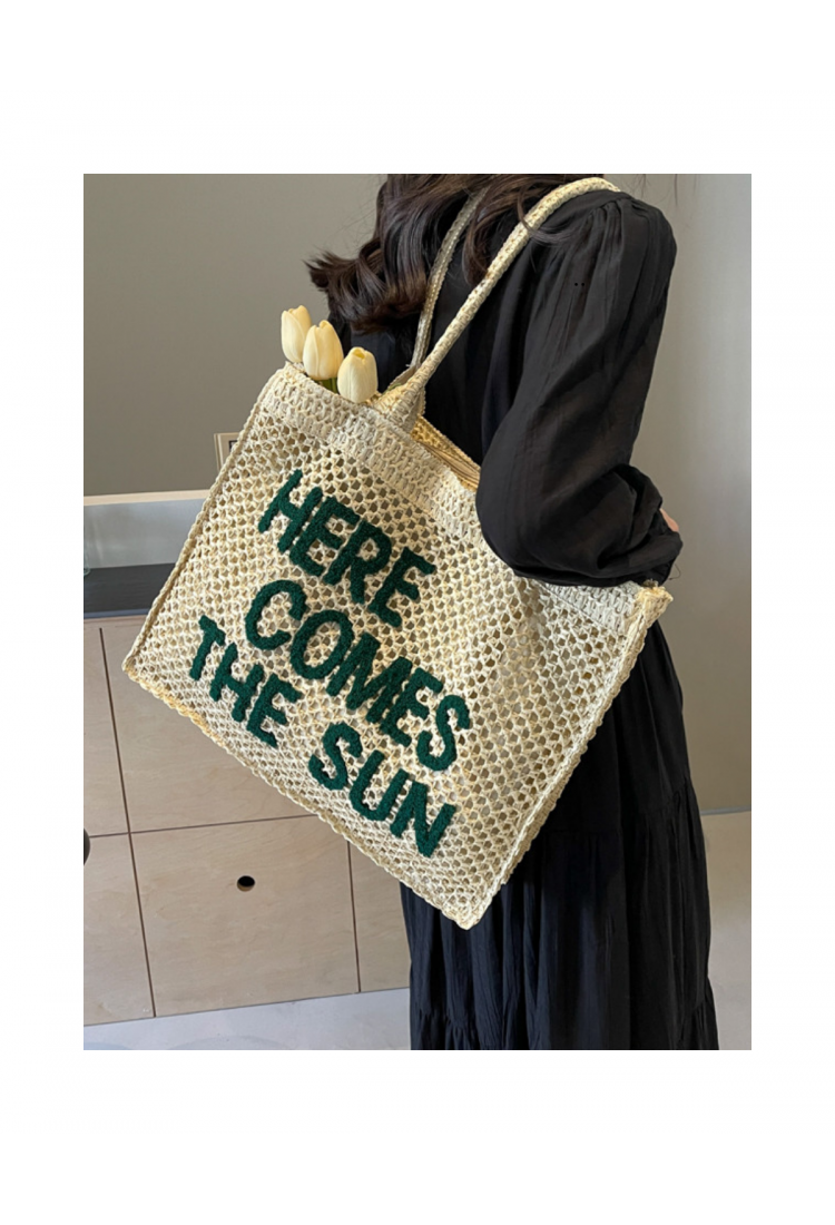 Women's Woven Tote Bag Here Comes The Sun