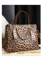 Women's leopard print handbag with decorative chain 527607