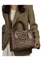 Women's leopard print handbag with decorative chain 527607