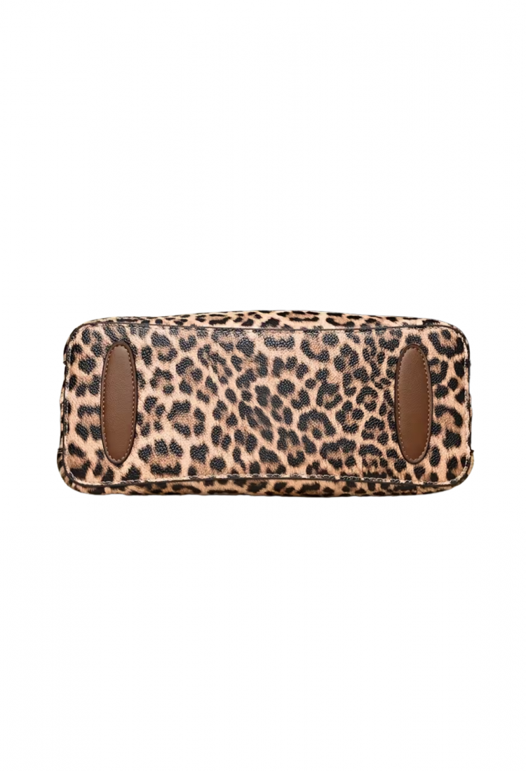 Women's leopard print handbag with decorative chain 527607
