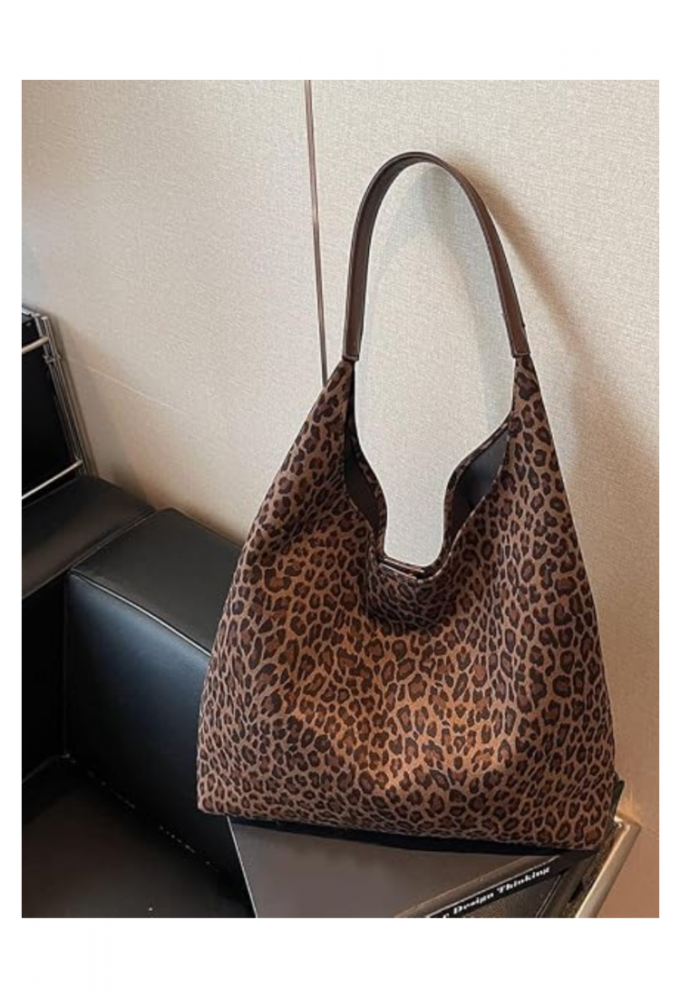 Women's oversized leopard print shoulder bag 527586