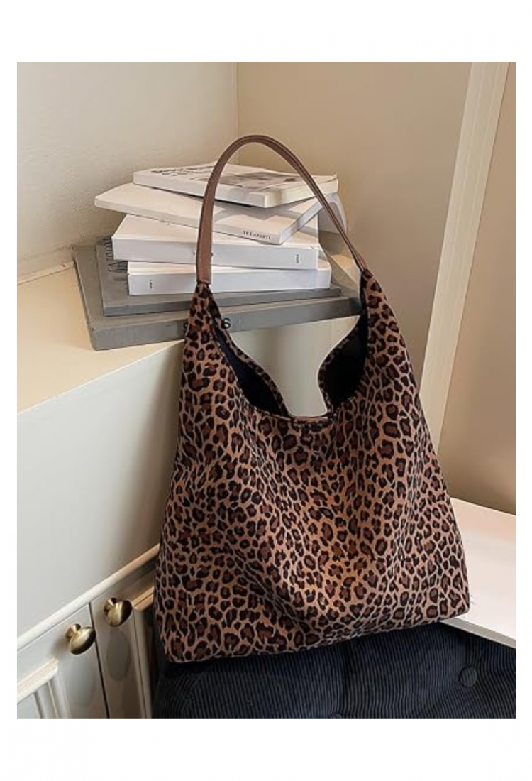 Women's oversized leopard print shoulder bag 527586