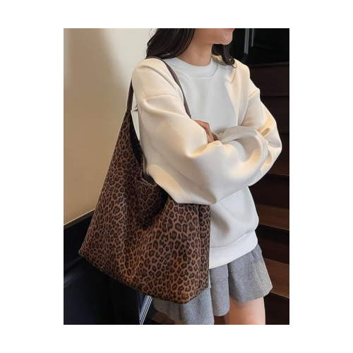 Γυναικεία Τσάντα Ώμου Leopard Print Oversized 527586
