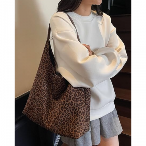 Women's Oversized Leopard Print Shoulder Bag 527586