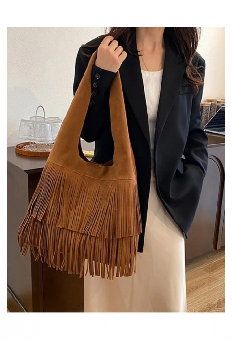 Women's boho fringe shoulder bag 527620