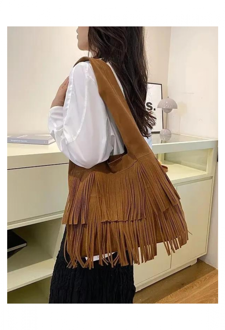 Women's boho fringe shoulder bag 527620