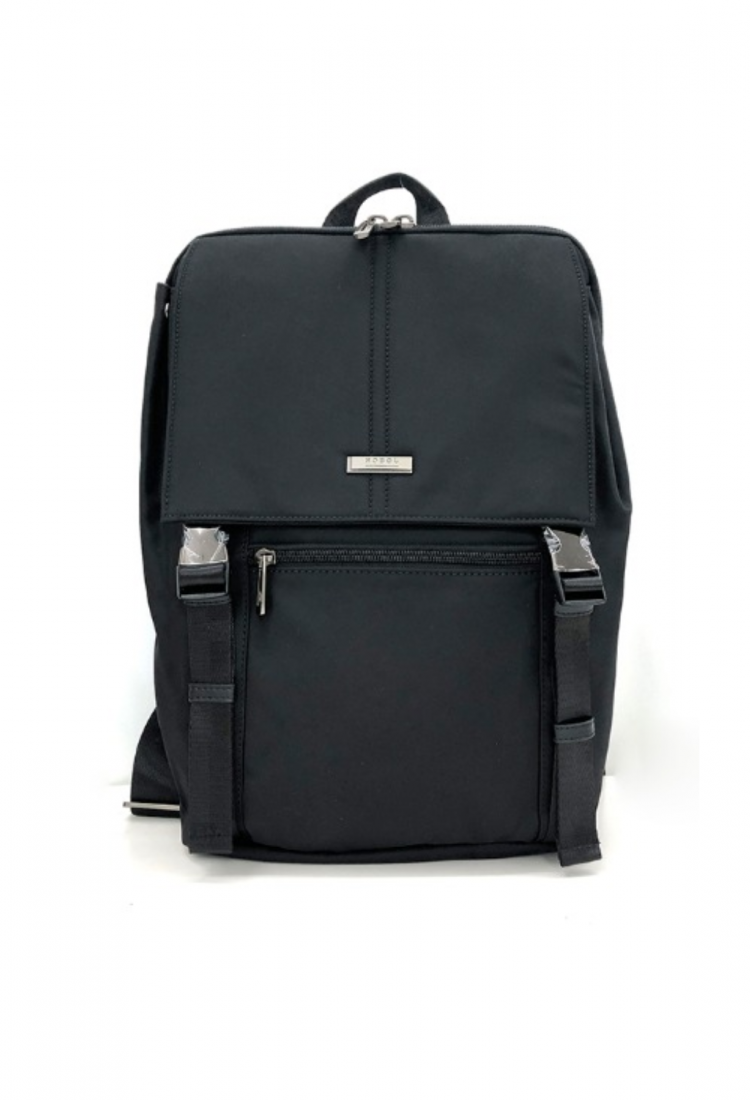 Black anti-theft backpack with front zip pocket 527642