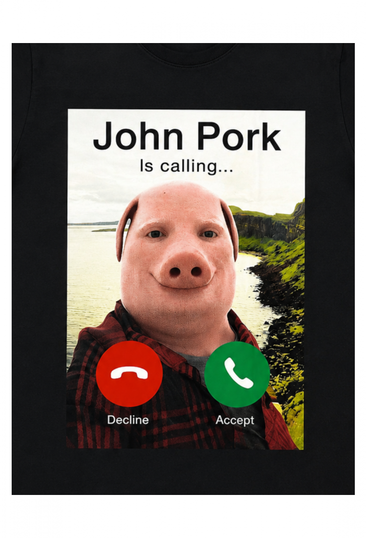Ανδρική κοντομάνικη μπλούζα John Pork Is Calling από 100% βαμβάκι